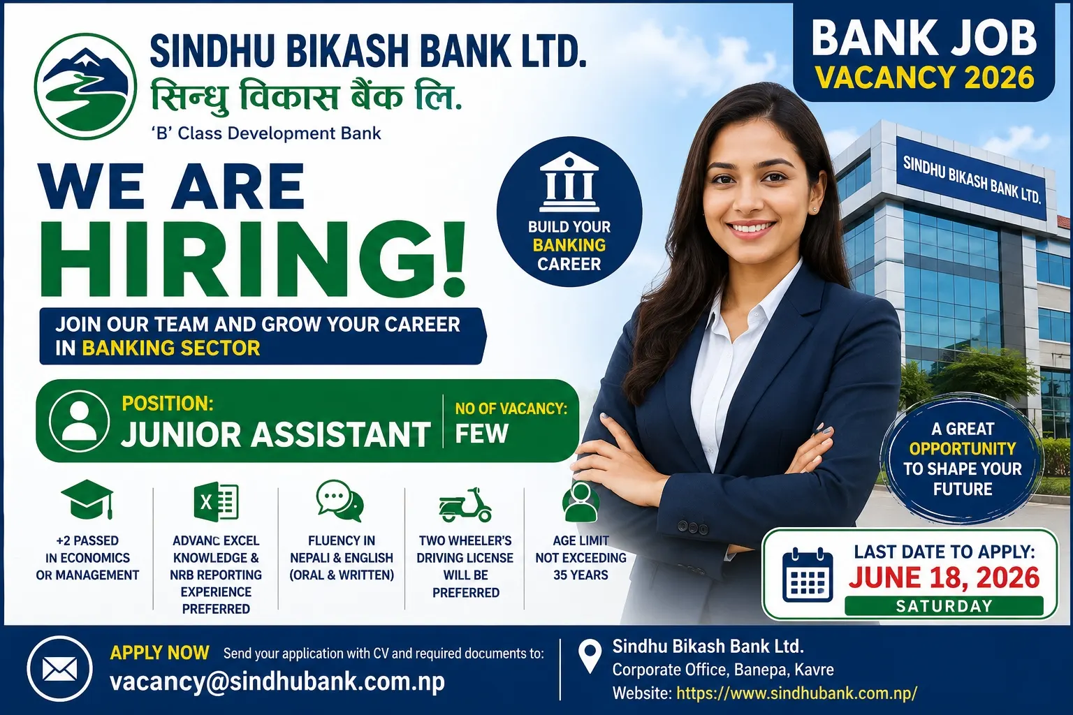 Sindhu Bikash Bank Vacancy 2026