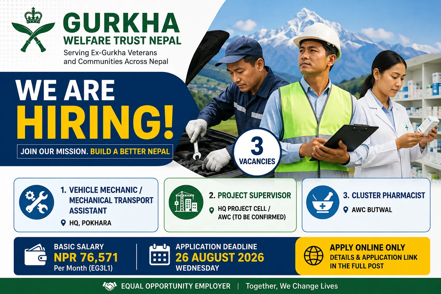 Gurkha Welfare Trust Nepal Vacancy 2026 – 3 Jobs with NPR 76,571 Monthly Salary