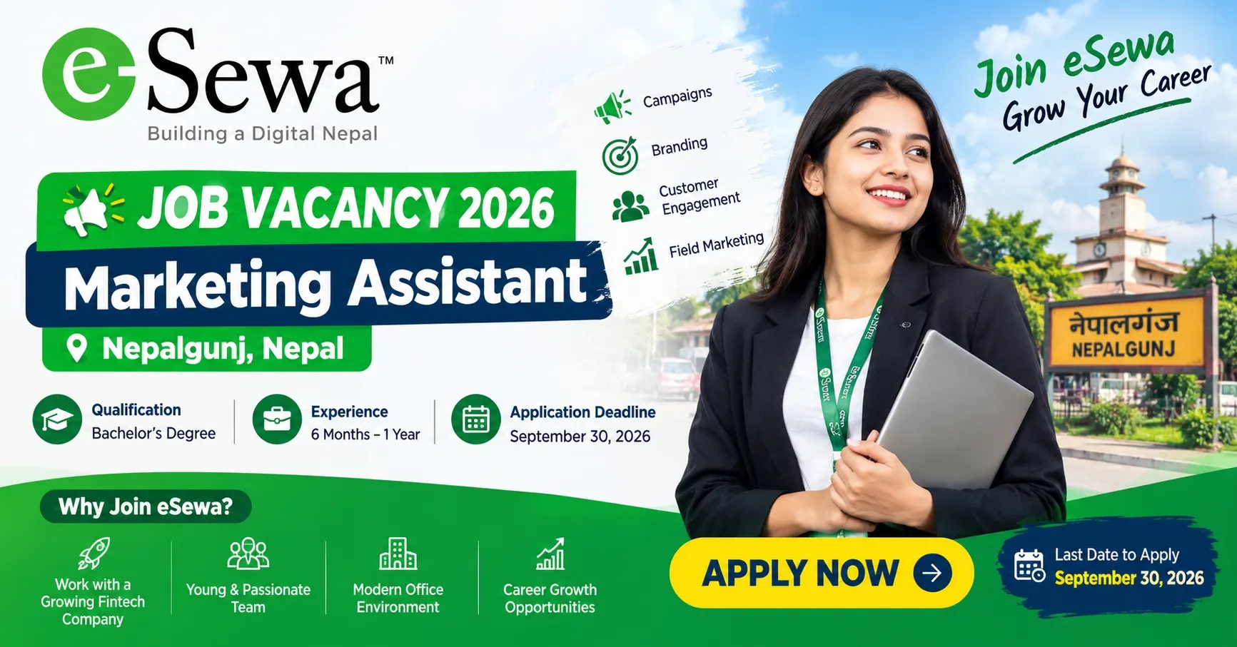 eSewa Marketing Assistant Vacancy 2026 in Nepalgunj | Marketing Jobs in Nepal