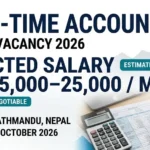 NNMGA Part-Time Accountant Vacancy 2026 in Kathmandu, Nepal, with estimated salary of NPR 15,000–25,000 per month.